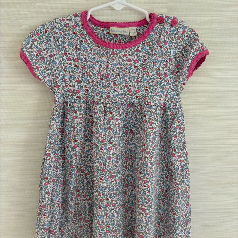 JoJo Maman Bebb Pink Floral Knit Baby Dress 2-3y
